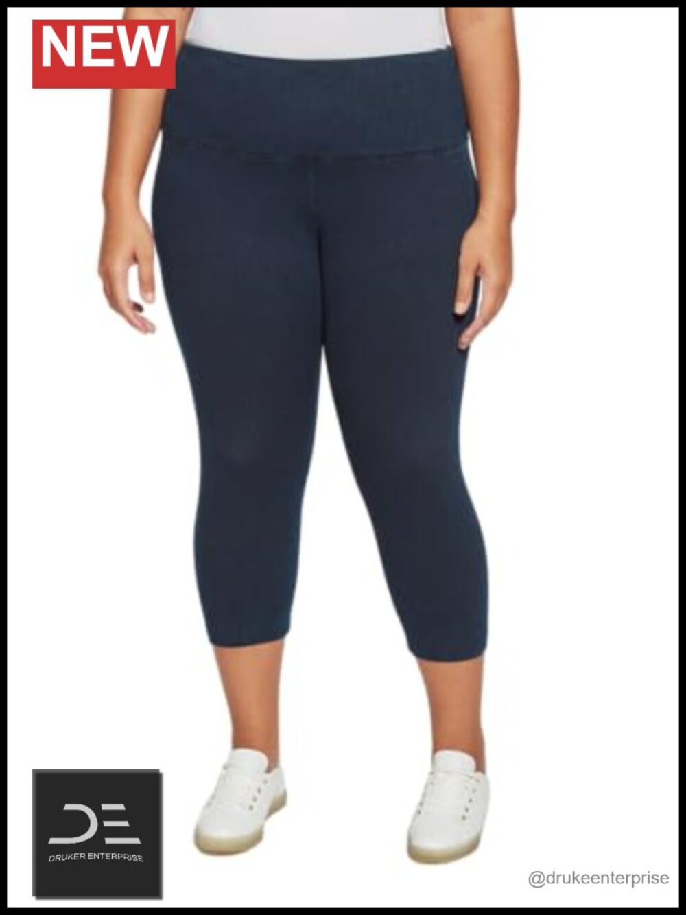 Capri Denim Legging High Rise Skinny Cotton Spandex Pull On Plus Size